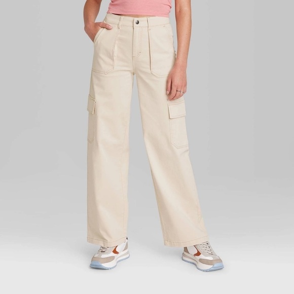 Women’s Pants | Women's High-Rise Cargo Utility Pants Beige - Picture 2 of 5